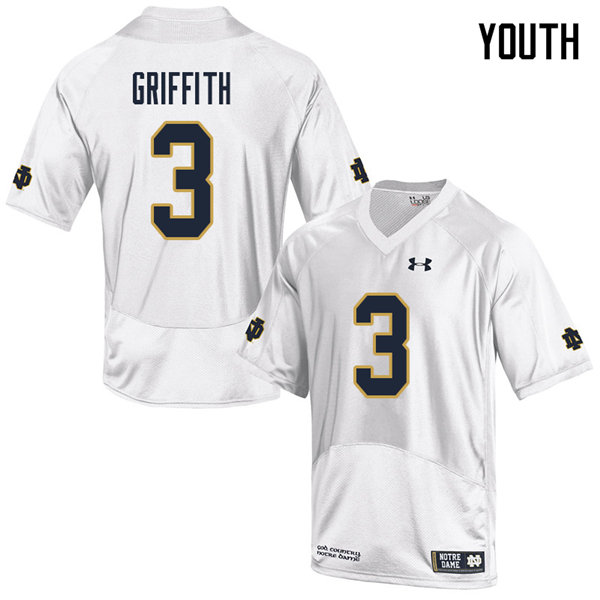 Youth #3 Houston Griffith Notre Dame Fighting Irish College Football Jerseys Sale-White